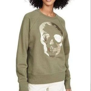 Zadig & Voltaire Skull Sweater in Army Green, size small